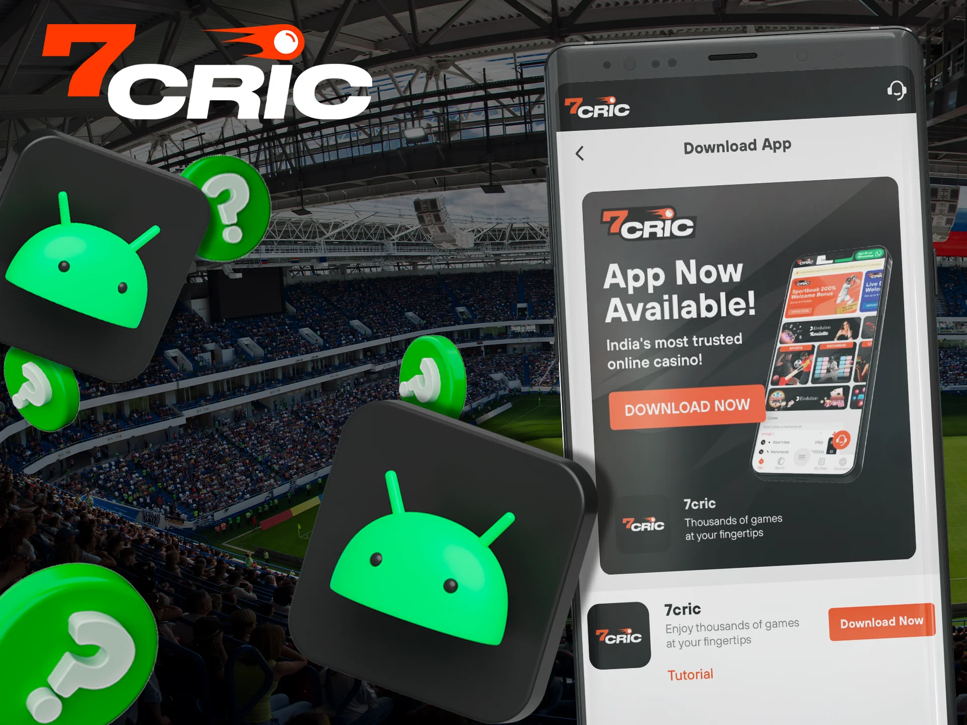 Install and try the 7Cric app on your Android device.