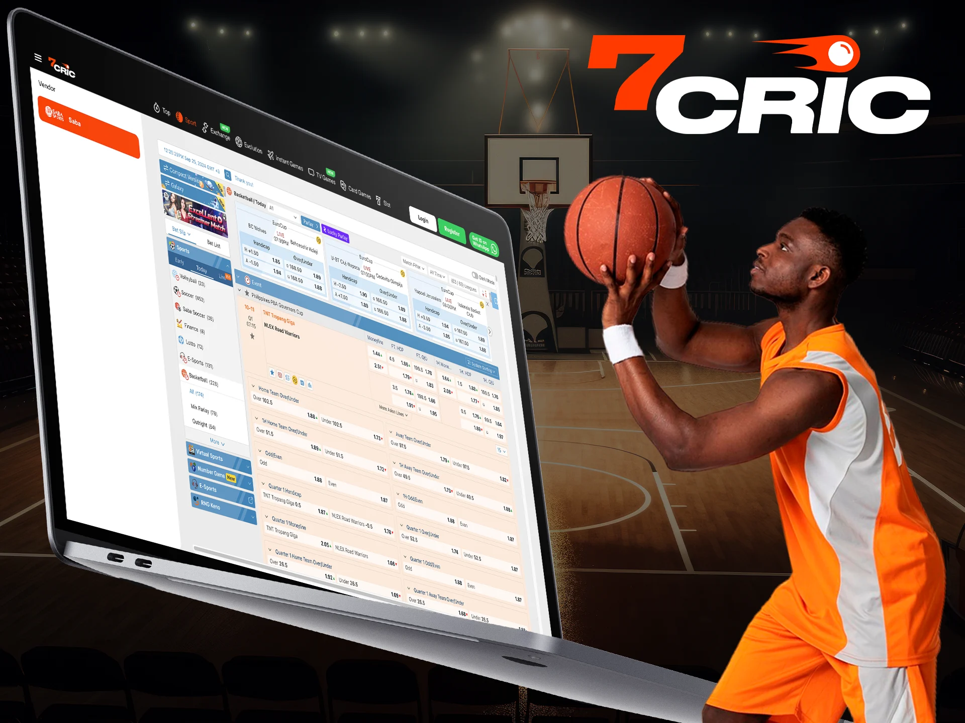 Bet on basketball games and become a winner with 7Cric.