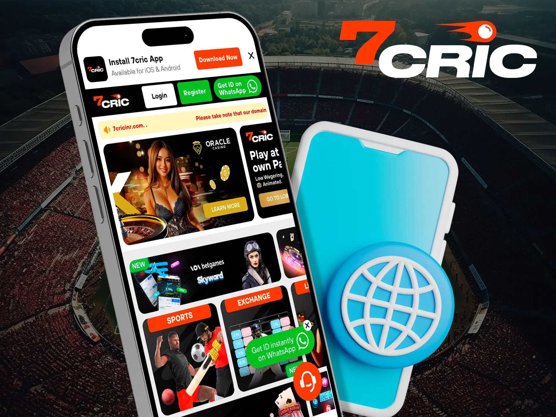 Play 7Cric without installing the app, in the mobile version.