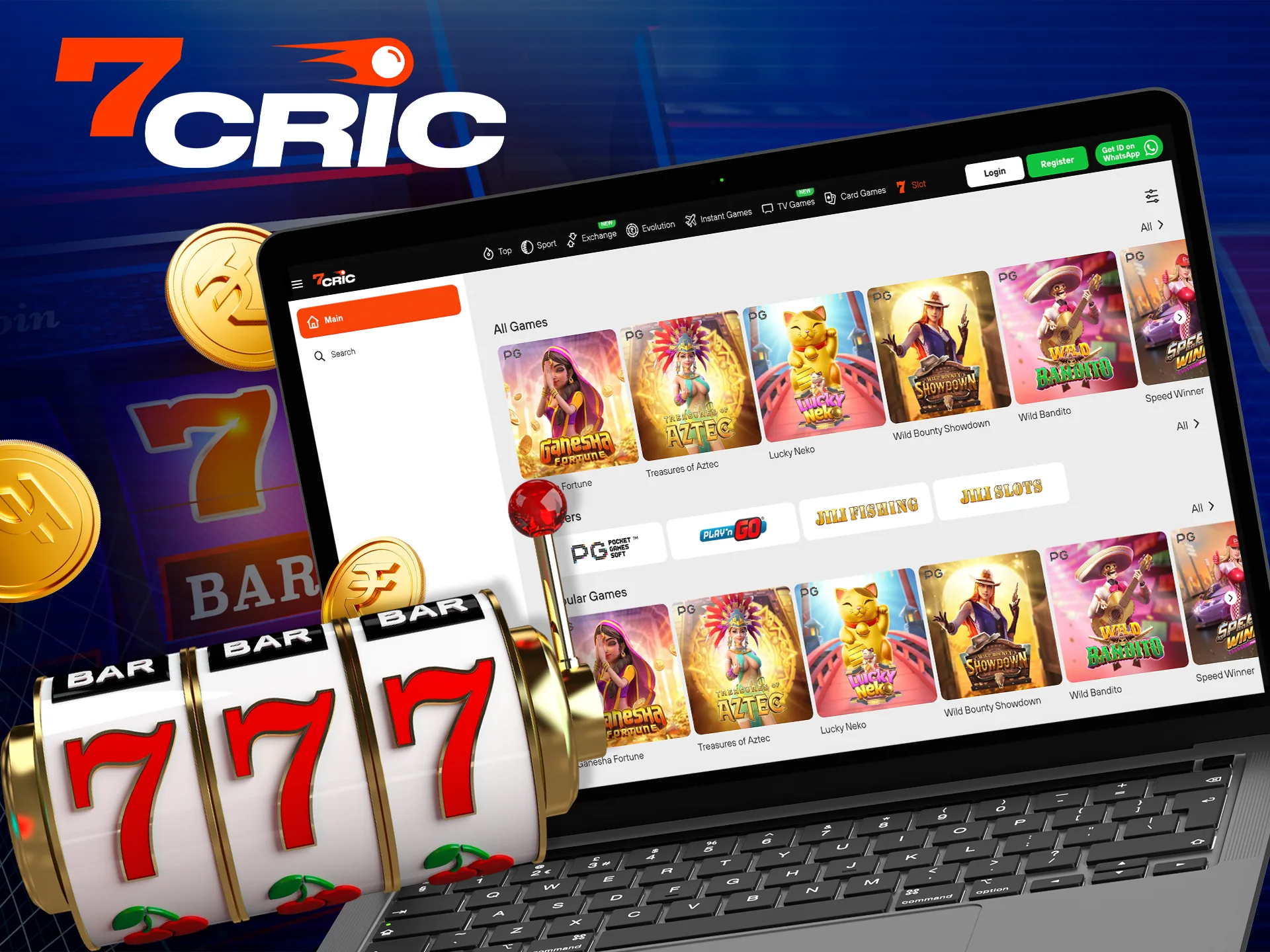 Play slot games and win with 7Cric.