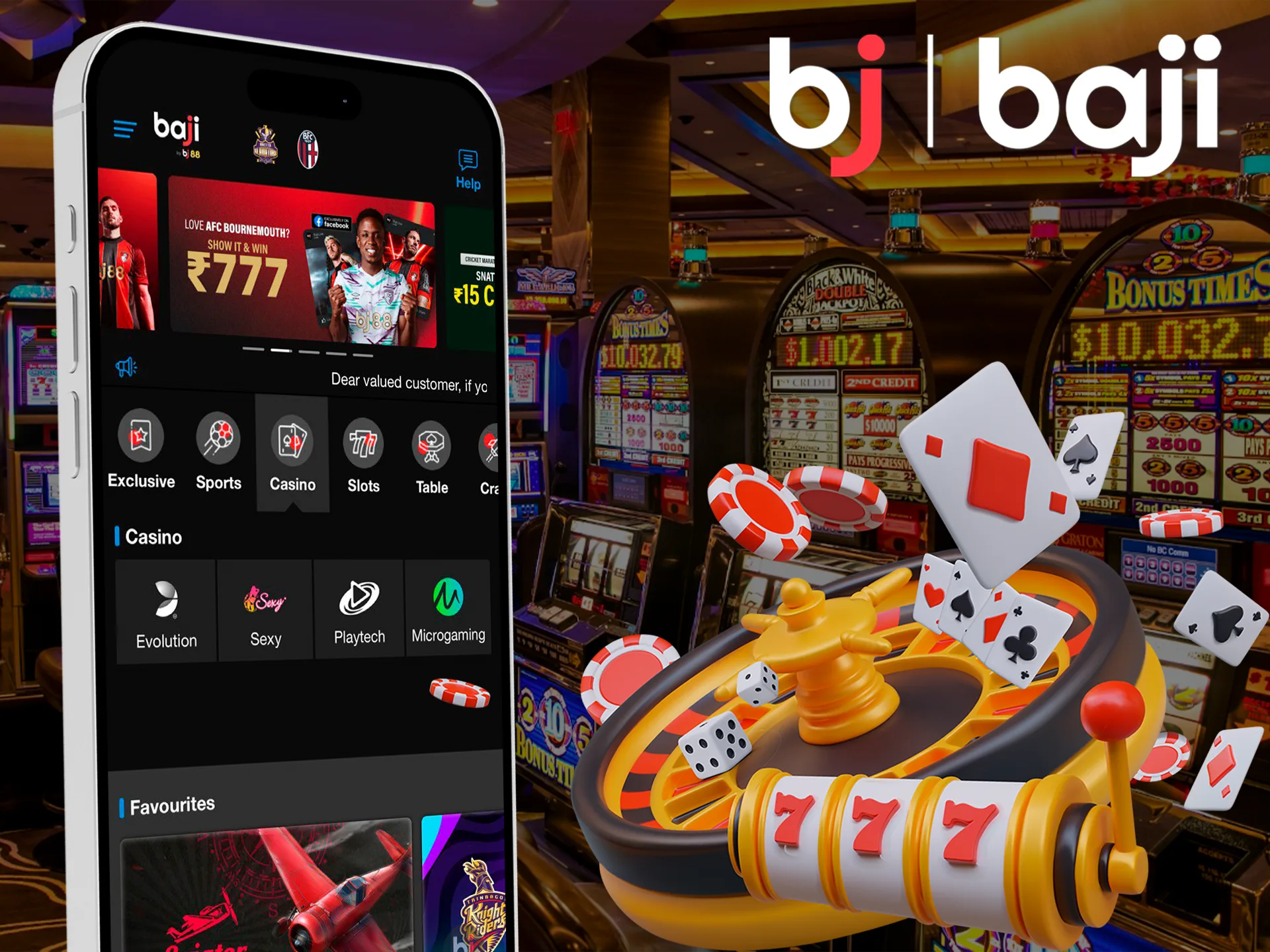 Play at the casino in the Baji Live app.