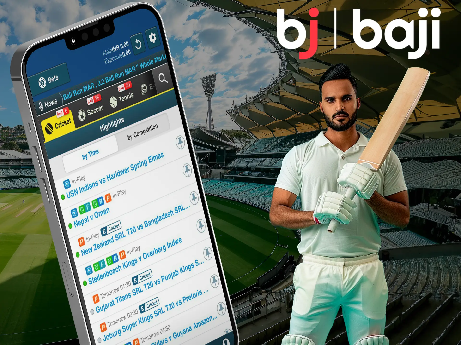 Place your bets on upcoming cricket matches on the Baji Live app.