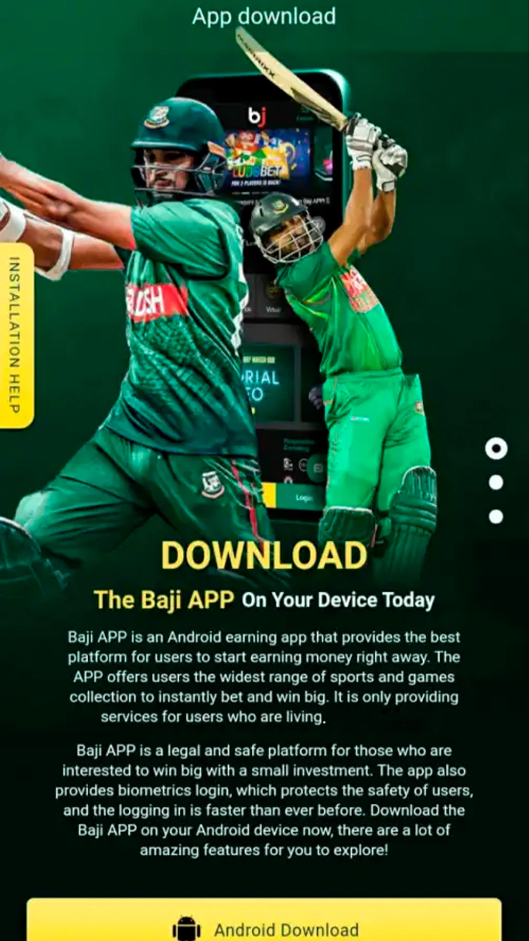 Go to the download page of the Baji Live app for Android.