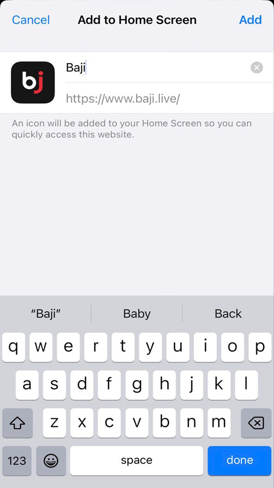 Finish installing the Baji Live app on your ios device.