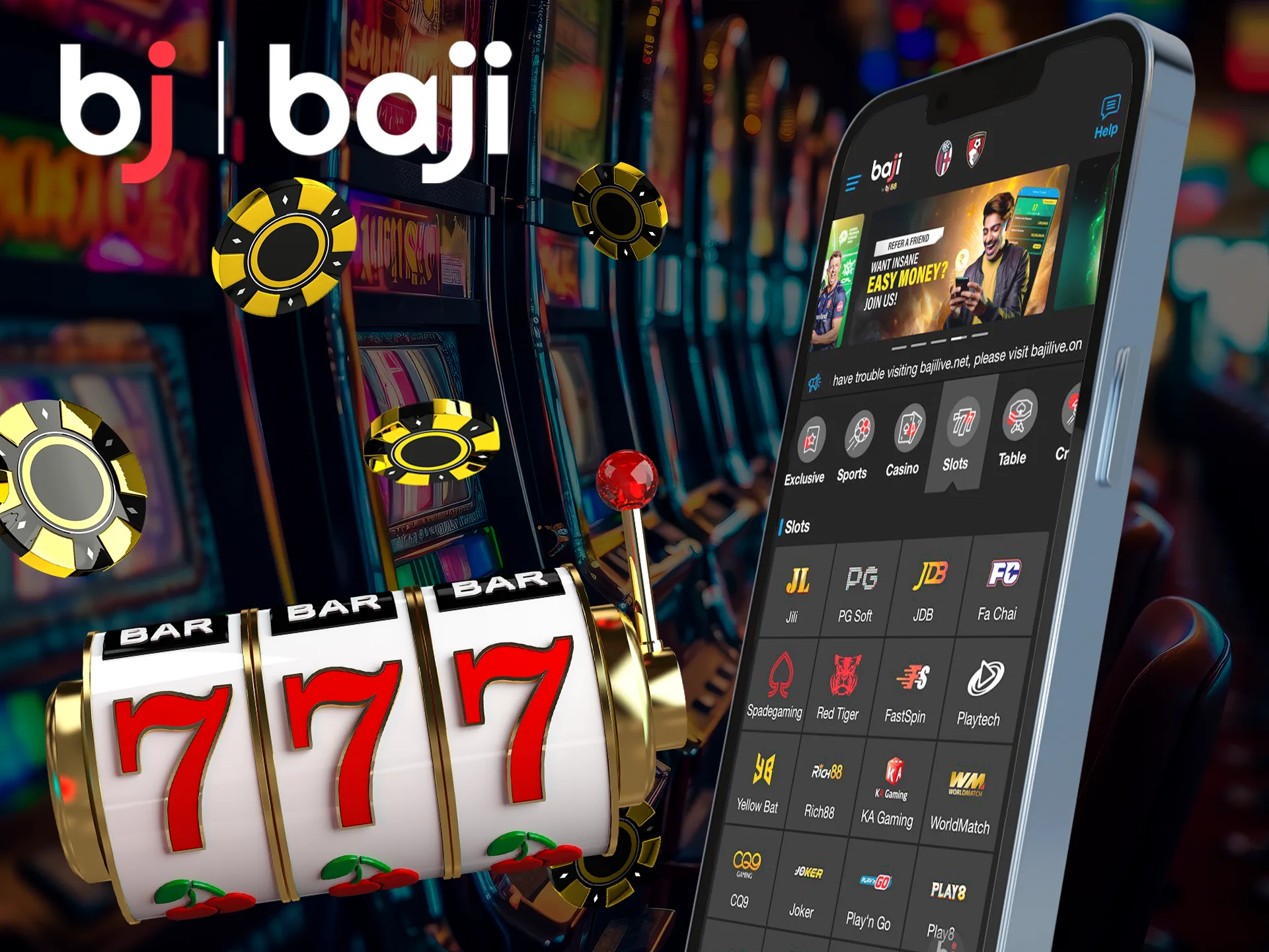 Play slot machines at Baji Live and get in line with the winners.