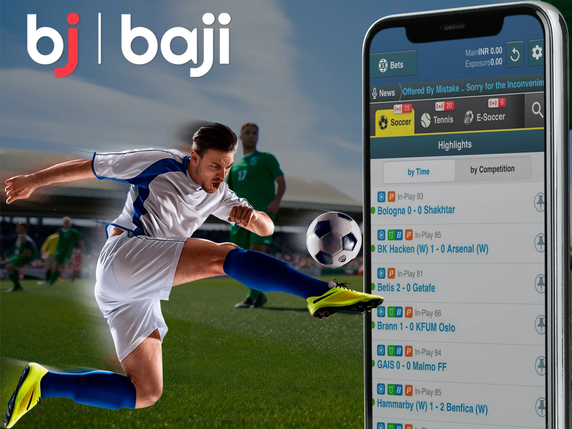 Bet on soccer at any convenient location with the Baji Live app.