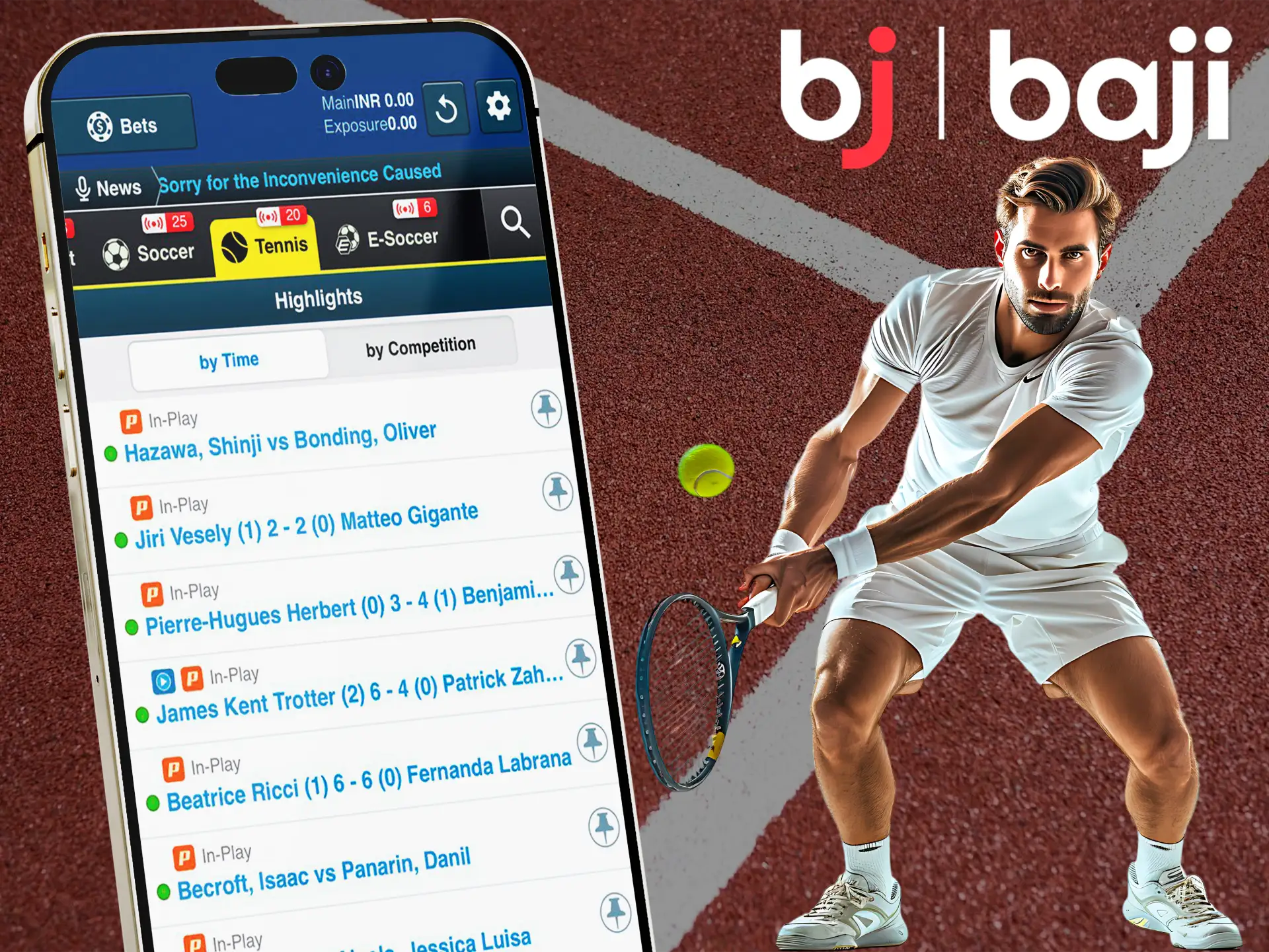 Bet on your tennis predictions in the Baji Live app and become a champion.