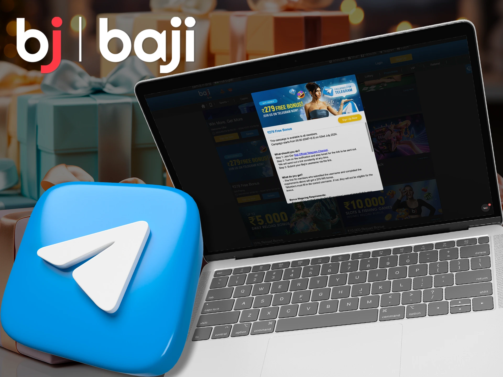 Learn how to get a free bonus using telegram with Baji Live.