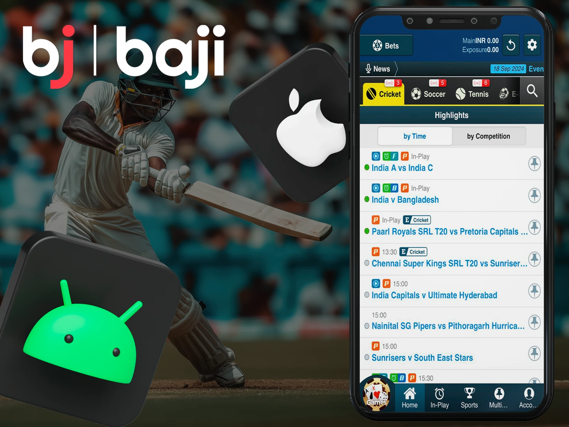 Bet on cricket in the handy app from Baji Live.