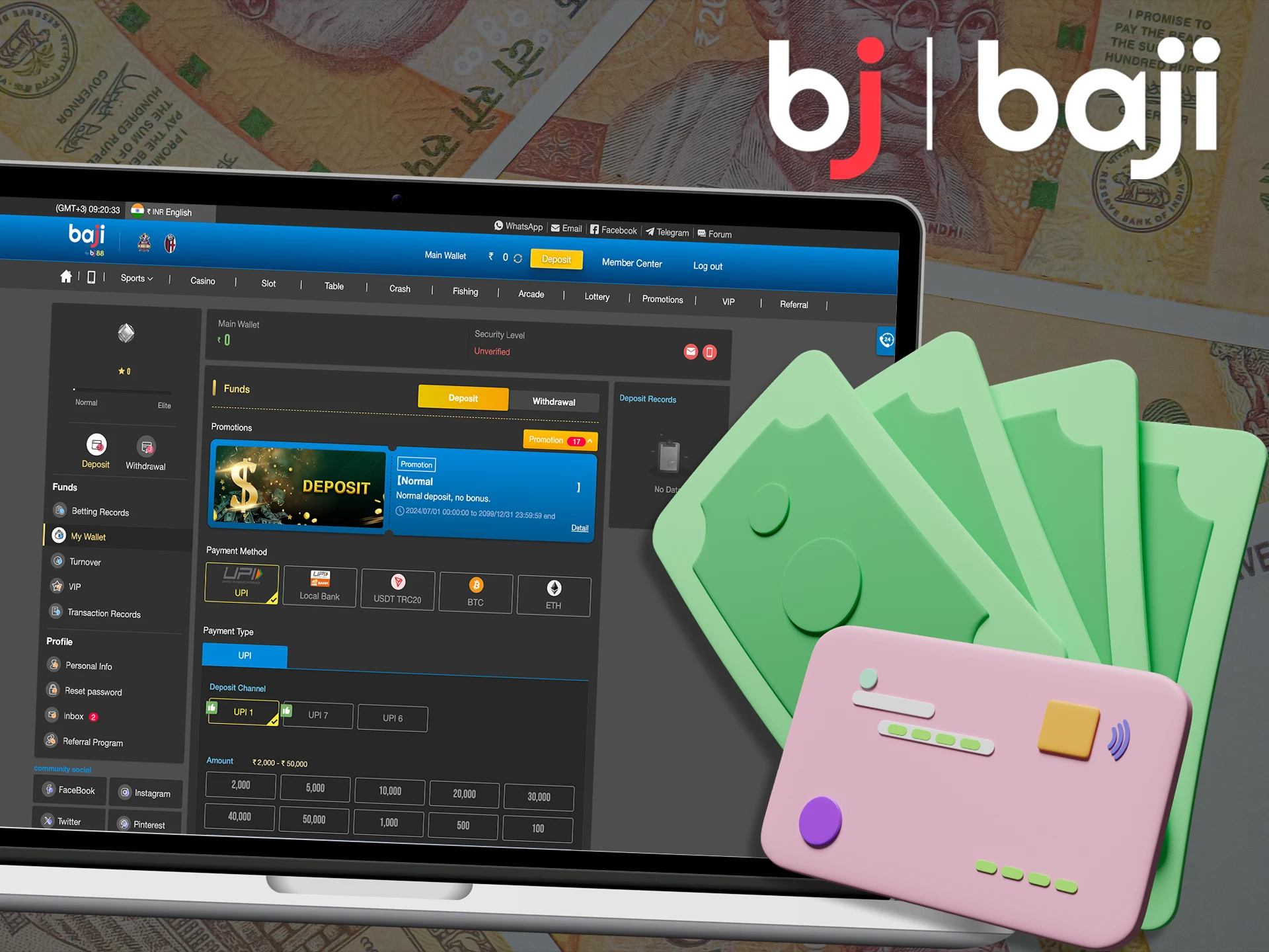 Fund your account using any method and bet on cricket at Baji Live.