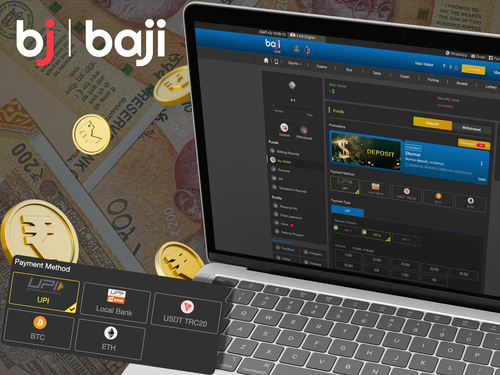 Learn how to make a deposit into a Baji Live account.