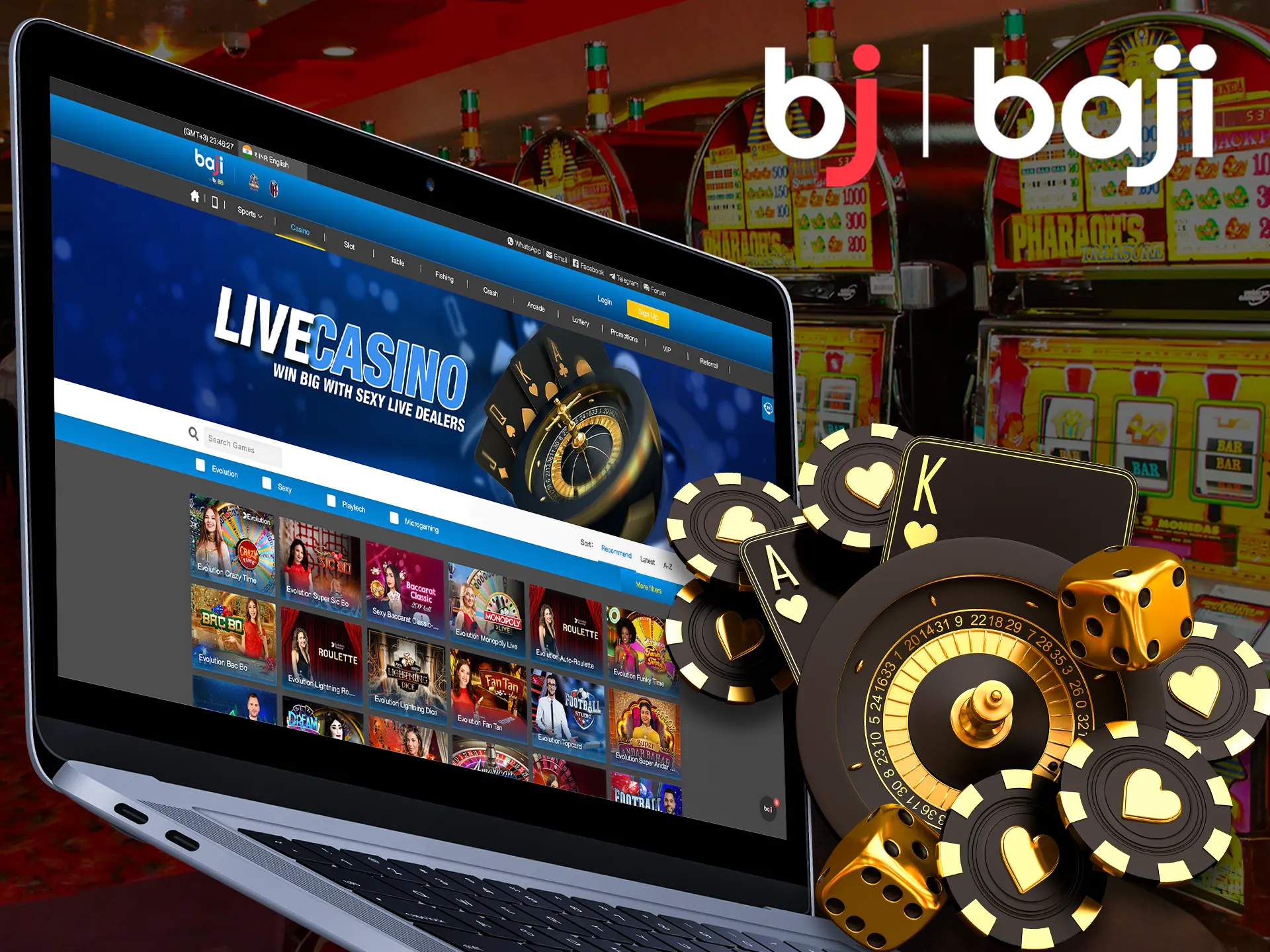 Choose to play your favourite online games at Baji Live.