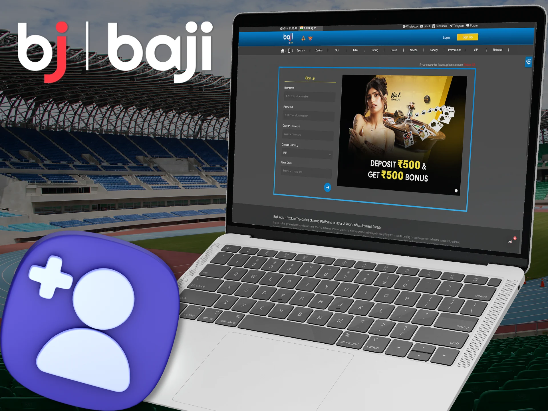 Check out the steps to sign up for a Baji Live account.