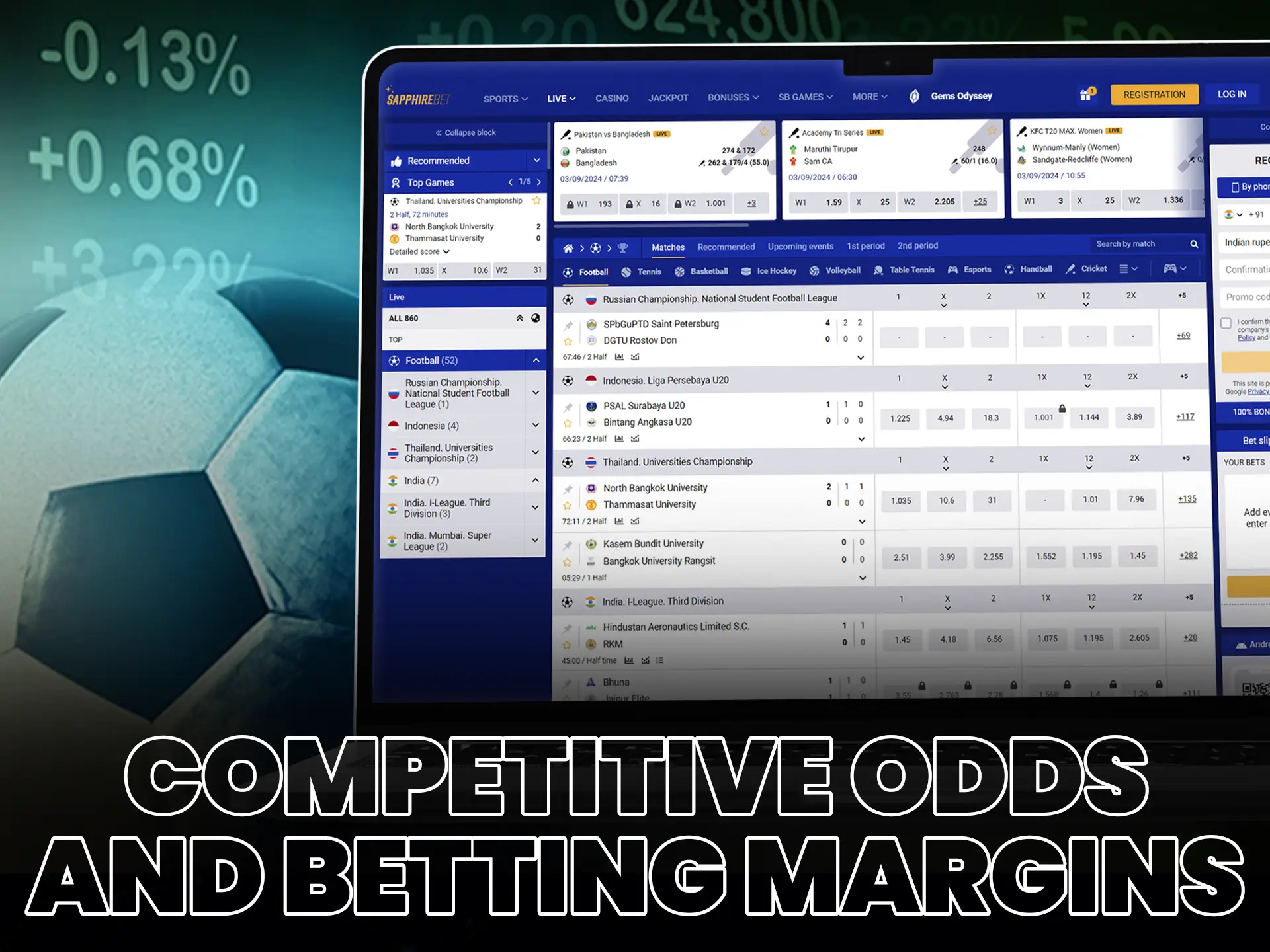 Get the most favorable odds and low margin football betting offers.