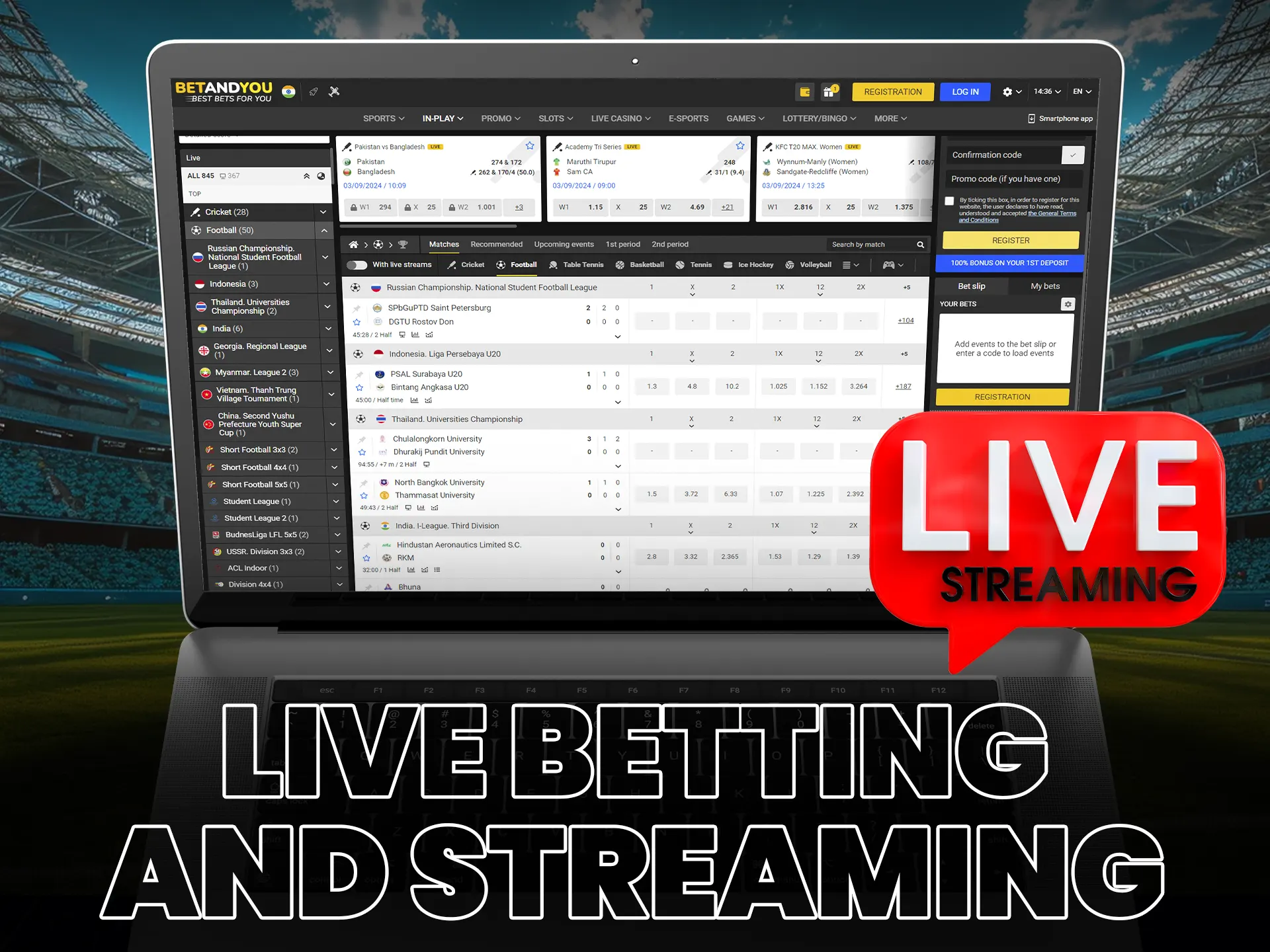 Many bookmakers offer live betting on football and other sports.