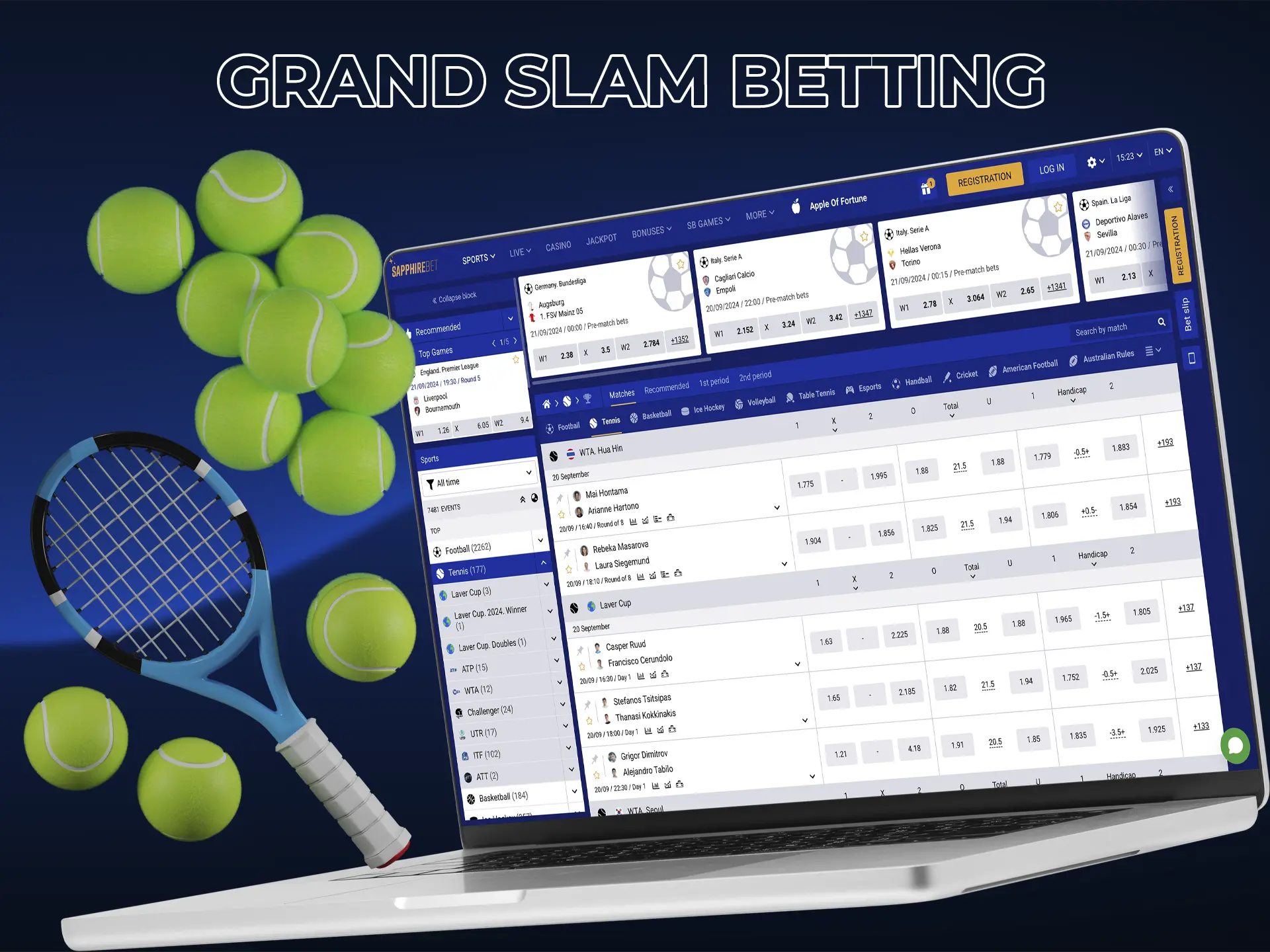 Find out about the opportunity to bet on the Grand Slam main tournament.