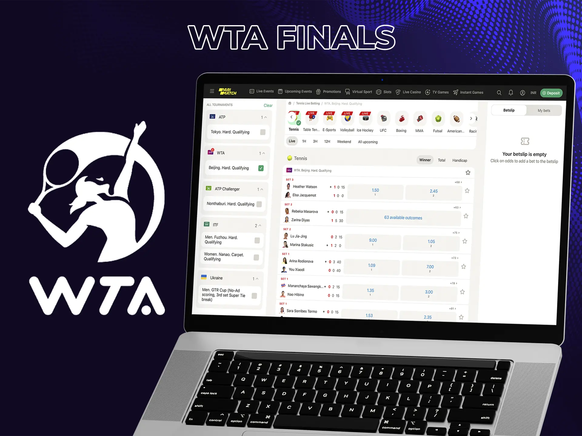 Determine the winner of the WTA women's tennis tournament and place your bet.