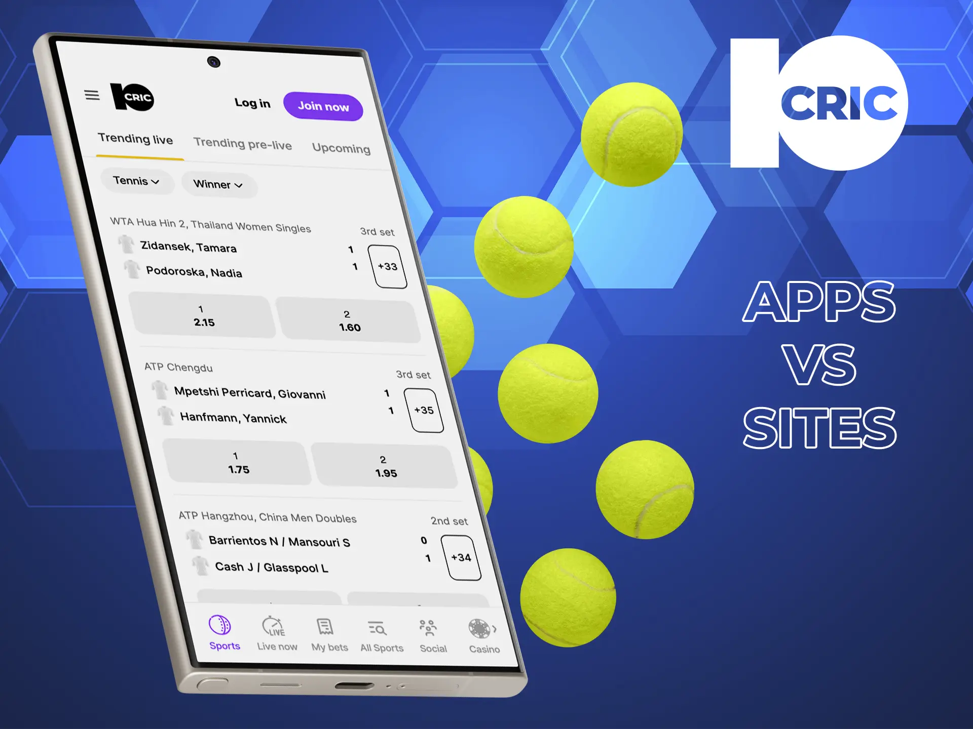 Learn about the main differences between the tennis betting app and website.