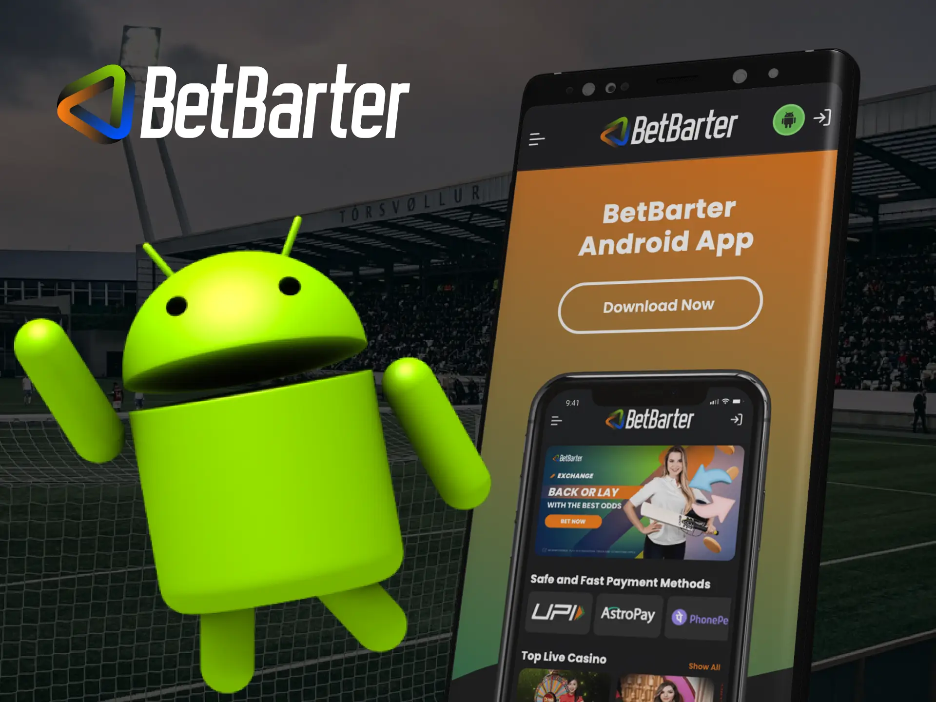 Simple steps to install the Betbarter Bookmaker online casino application on Android.