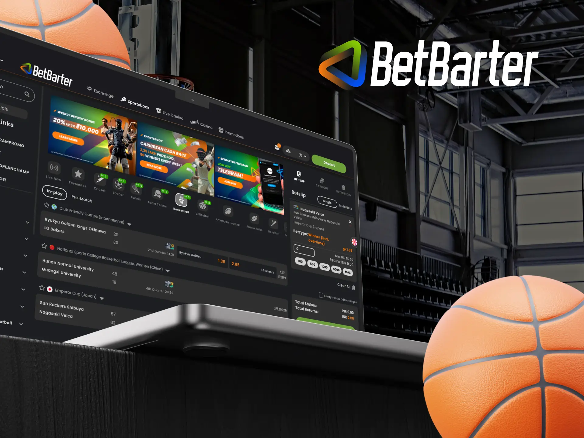 Can a player bet on basketball at the online casino Betbarter Bookmaker.