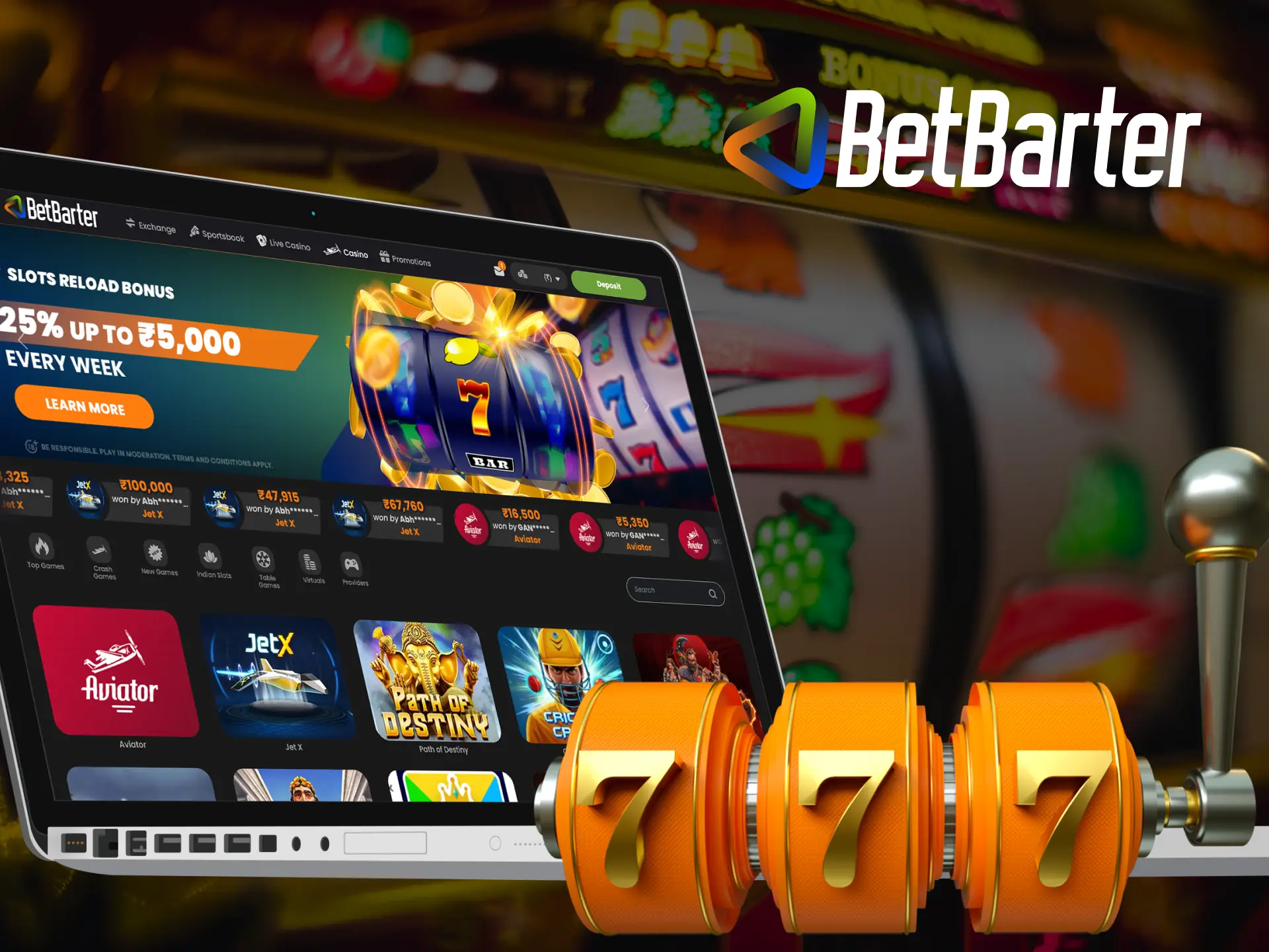 Is there a slots games section in the online casino Betbarter Bookmaker.