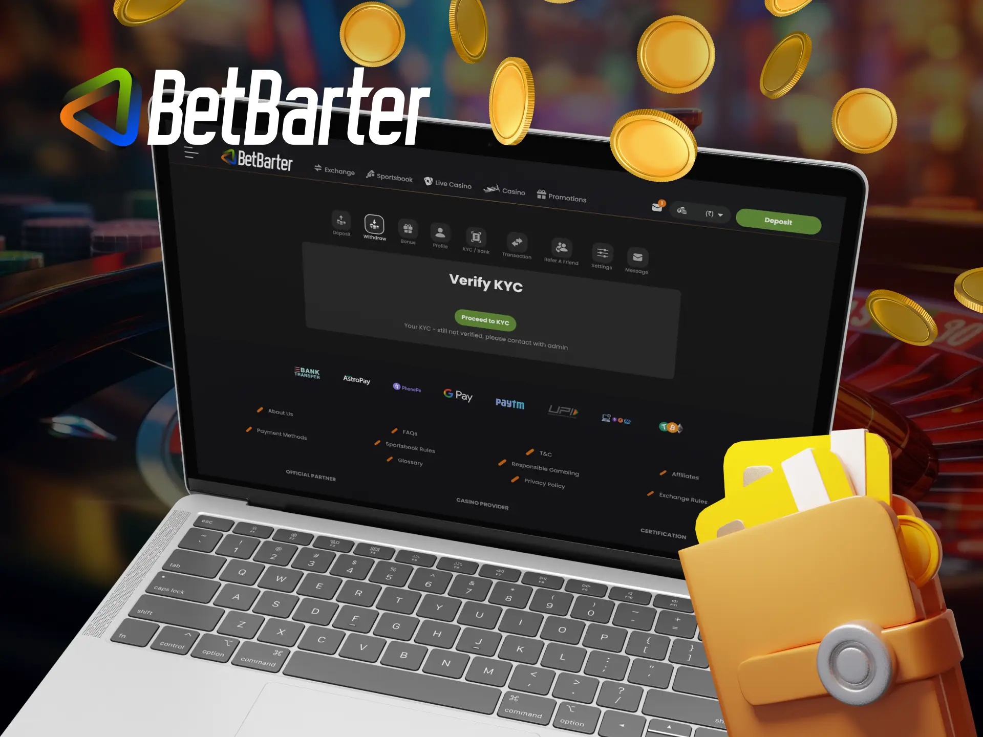 What withdrawal options does Betbarter Bookmaker offer to online casino players.