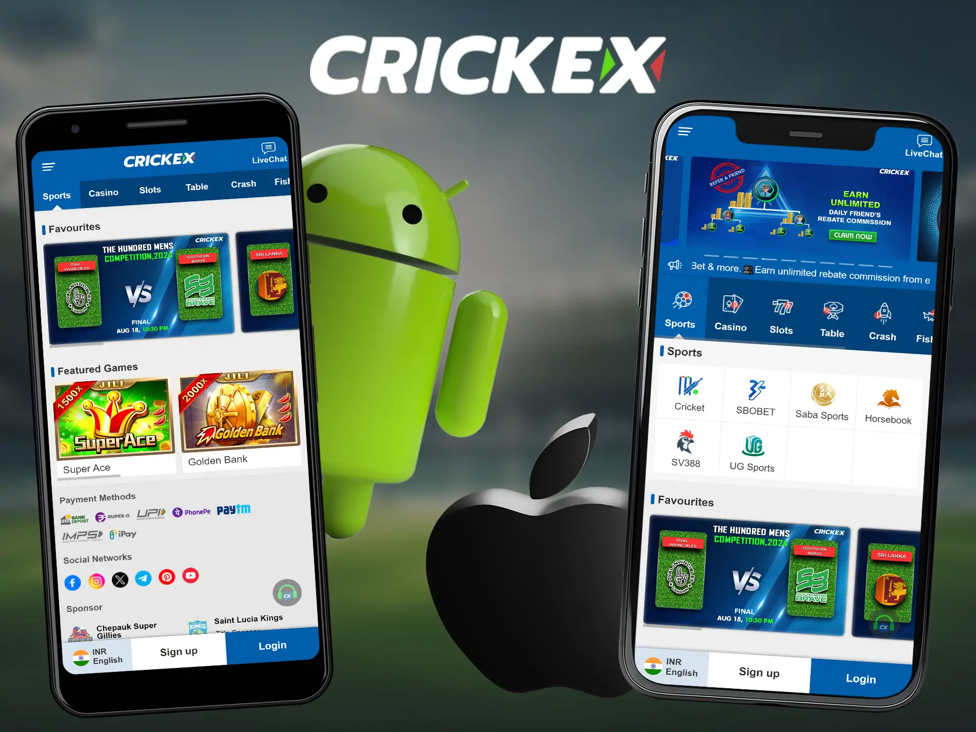 Enjoy sports betting and casino games on the go with Crickex's Android app. iOS app coming soon.