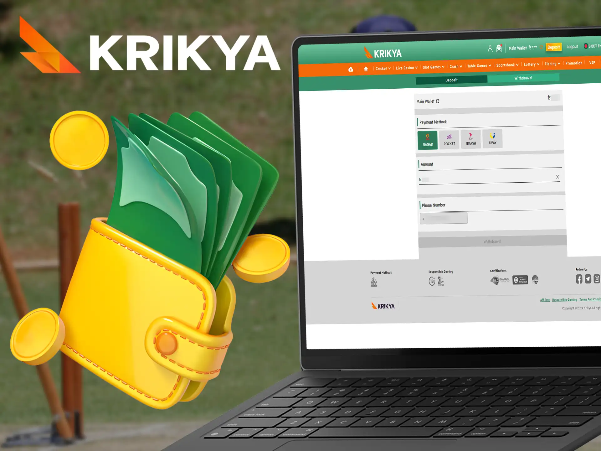 KYC verification is required to withdraw your winnings from Krikya.