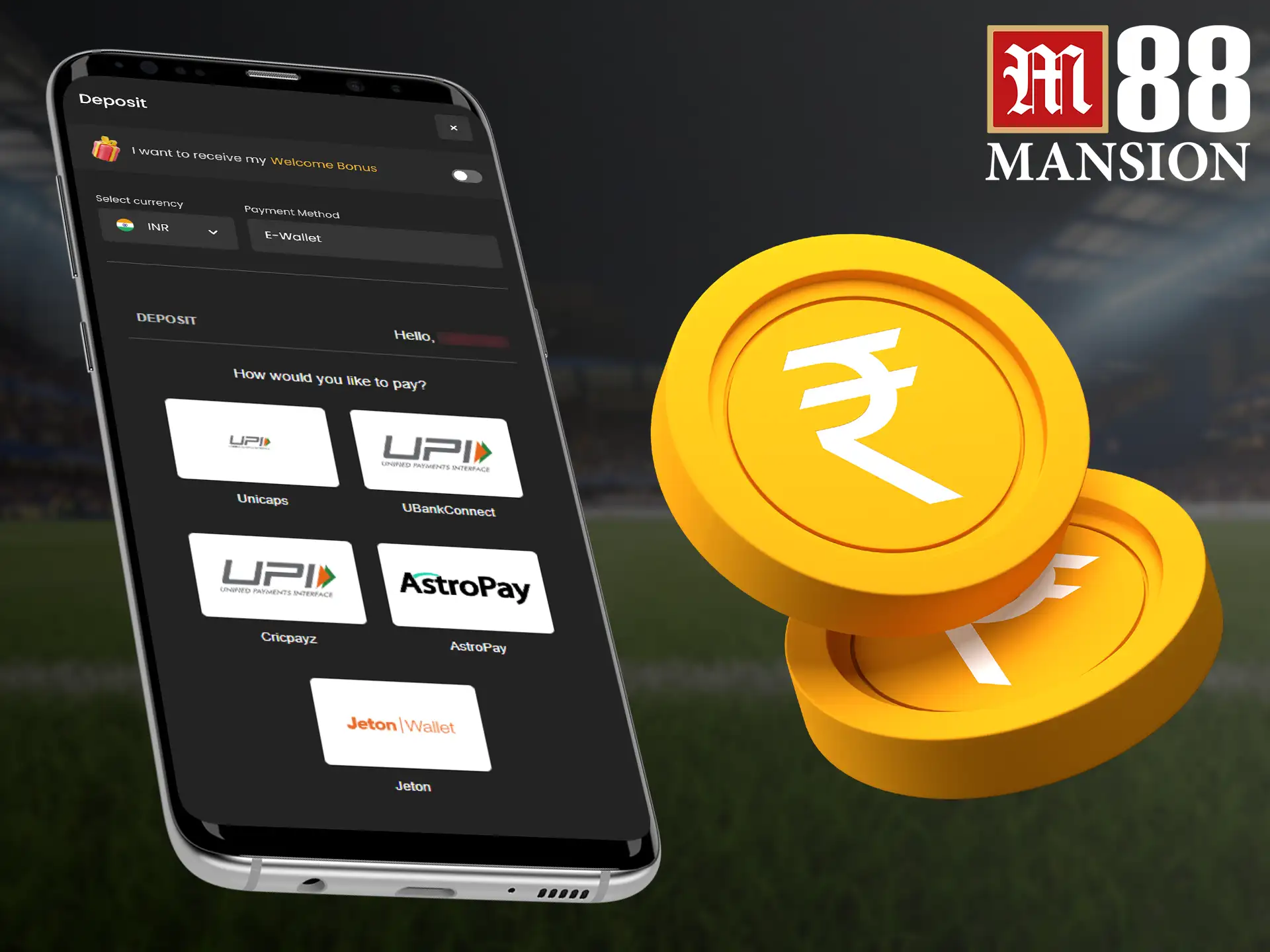 Making deposits and withdrawals through the M88 mobile app is just as easy as from the desktop site.