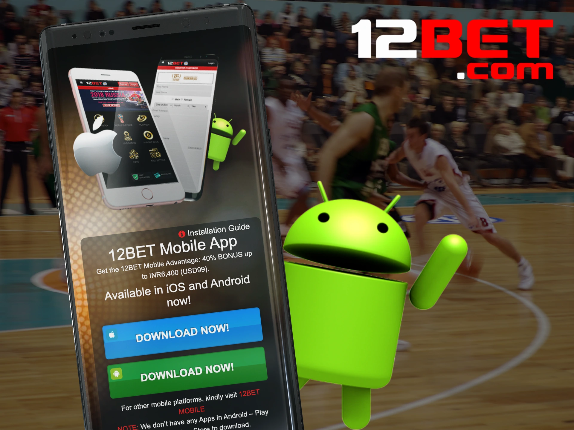 Place your bets at 12bet using the Android app.