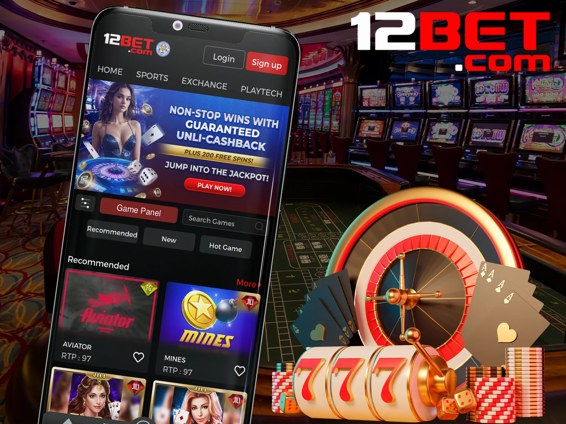 Visit the casino section and find the right games for you at 12bet.