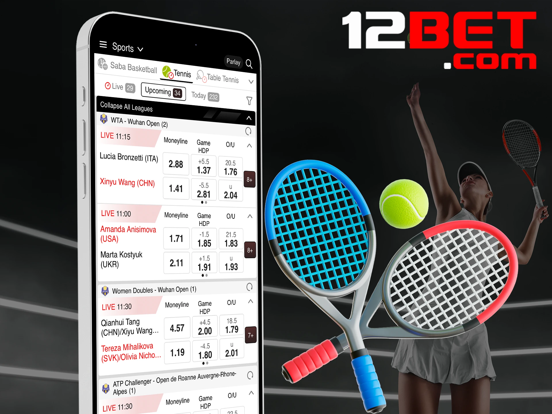 Predict the best tennis players and get a chance to win at 12bet.