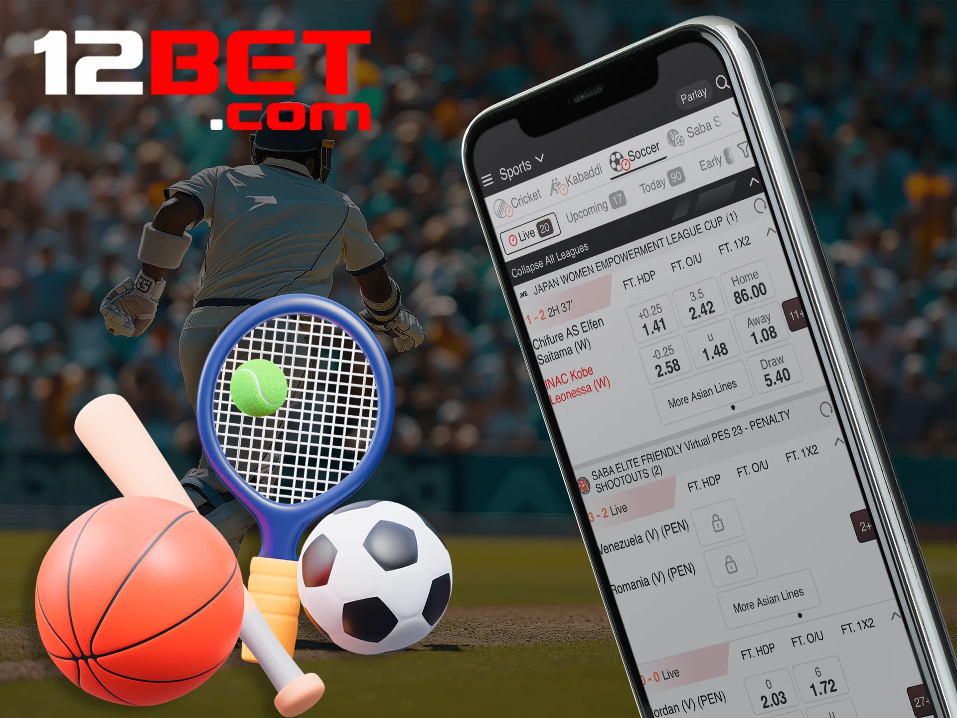 Choose the right type of bets for you in the 12bet app.