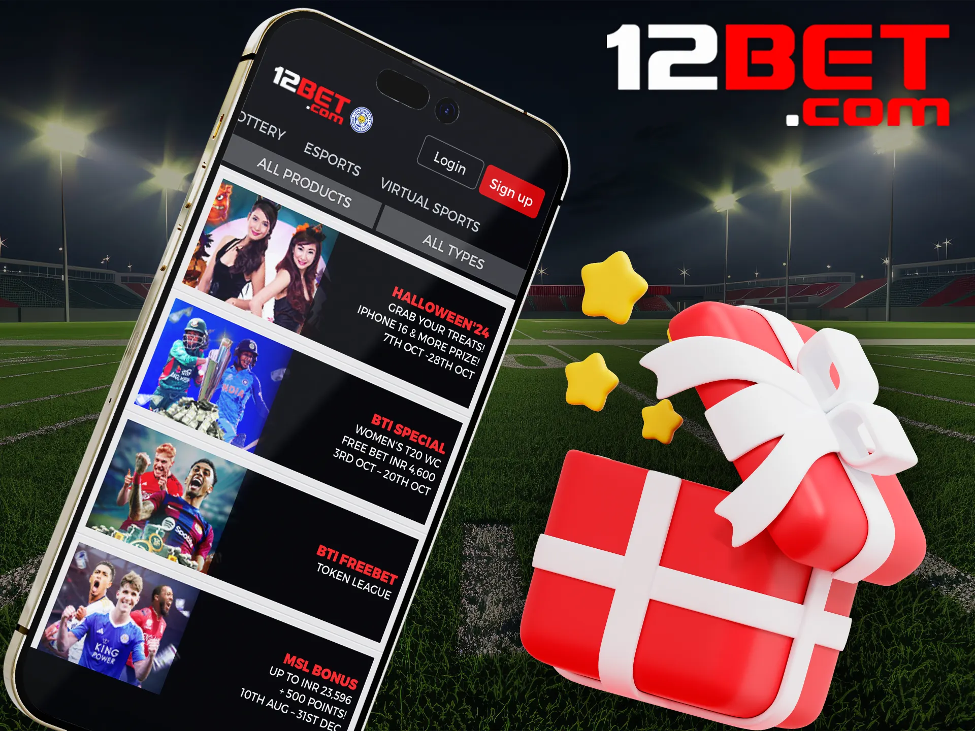 Use in-play bonuses on the 12bet app and get extra offers.