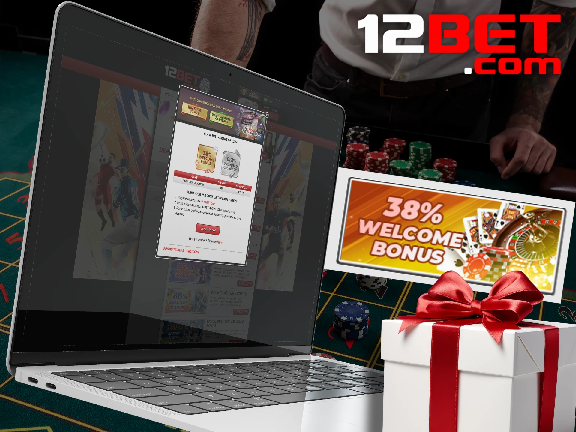 Play table games at 12bet using the bonus and win.