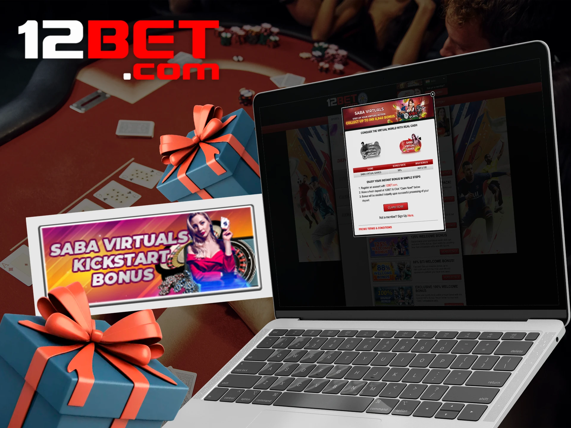 Win together with 12bet bonus for betting on virtual games.