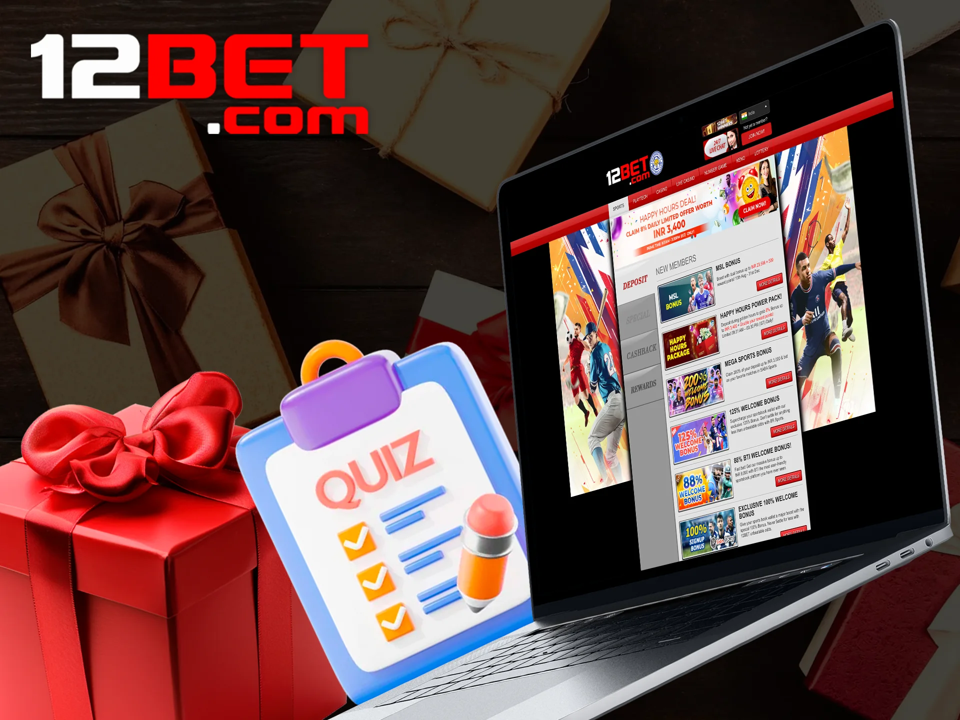 Answer questions in the weekly quiz from 12bet and get unique offers.