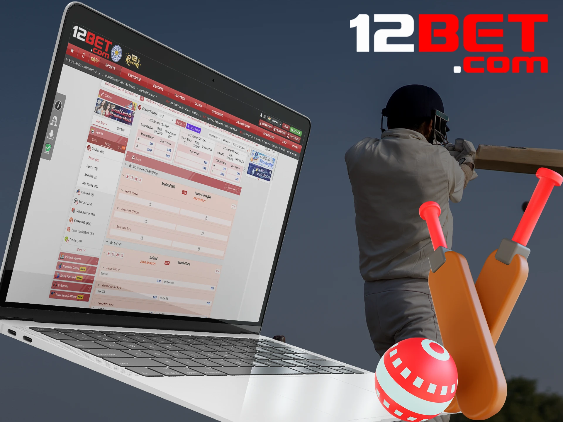 Get the best cricket odds at 12bet.