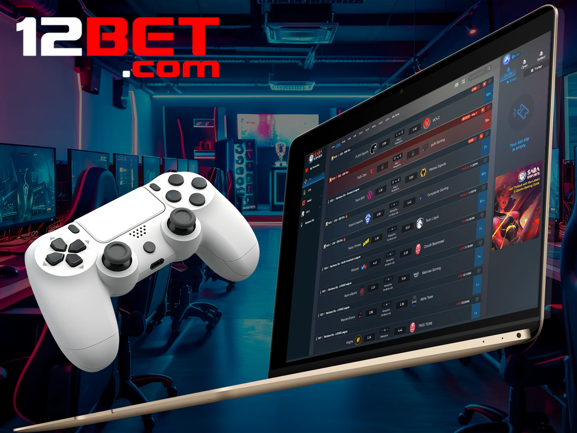 Make predictions on teams and games in the Esports section at 12bet.