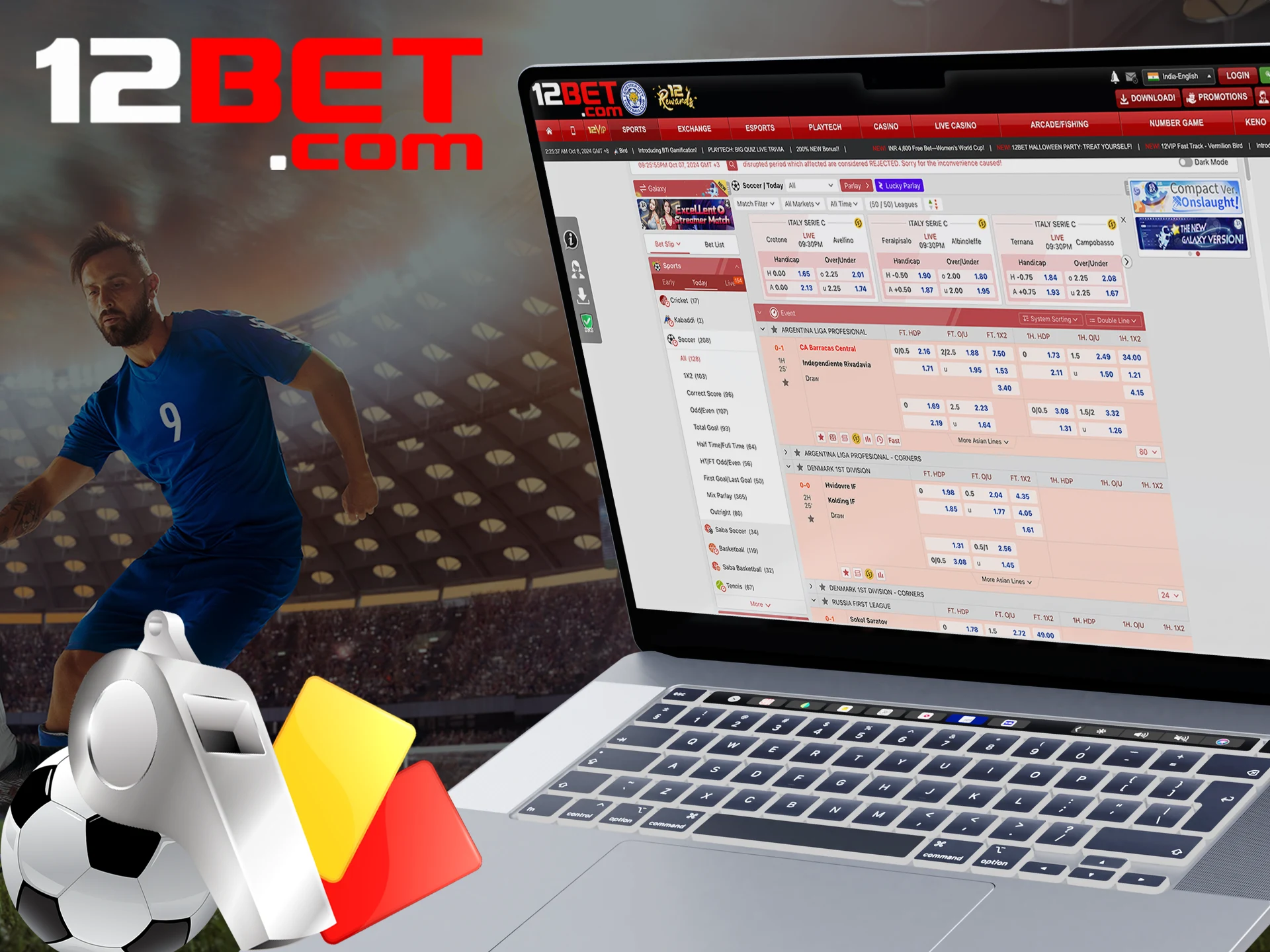 Bet on soccer teams and get great chances to win at 12bet.