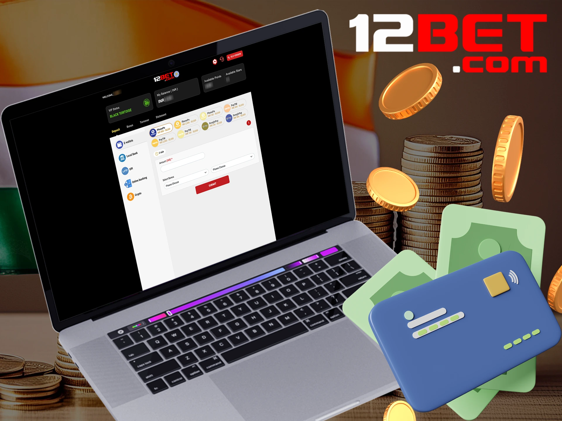 Instantly withdraw winnings only at 12bet.