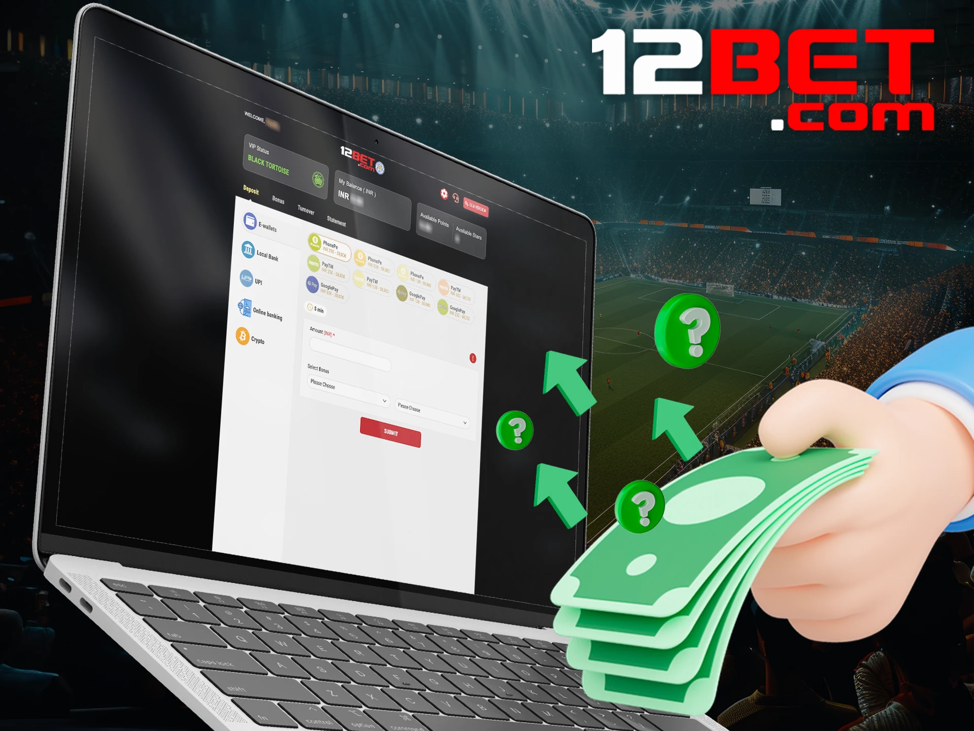 Read how to make a deposit at 12bet.