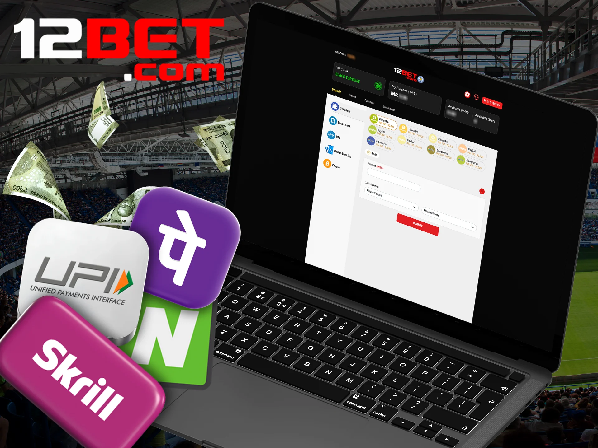 Find the right withdrawal method for you at 12bet.