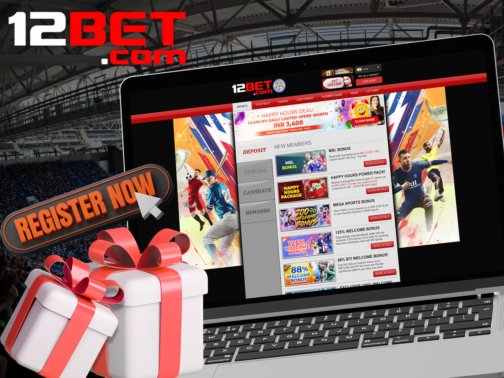 Sign up for an account at 12bet and get a welcome bonus.