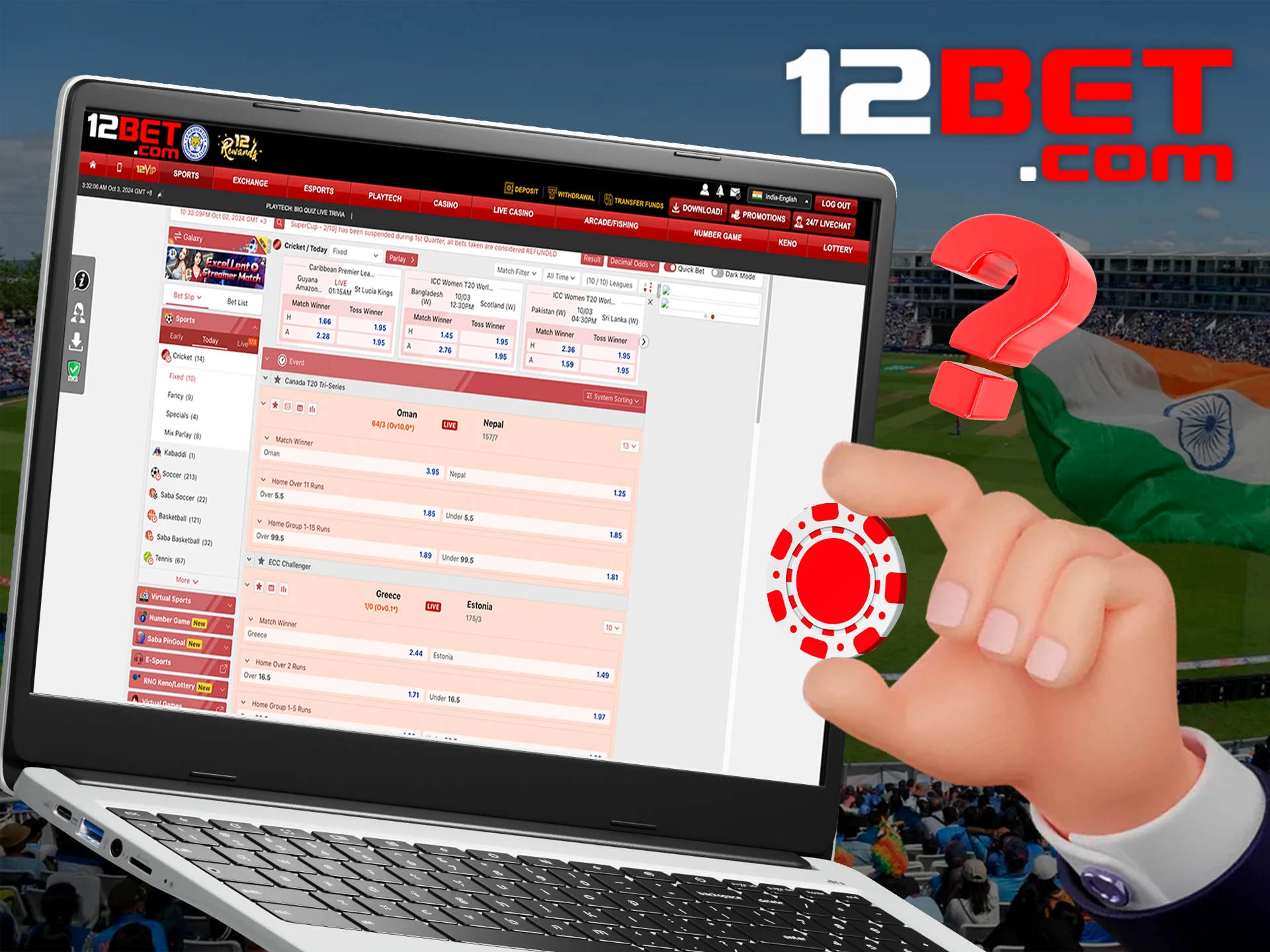 Learn how to start betting after registering at 12bet.