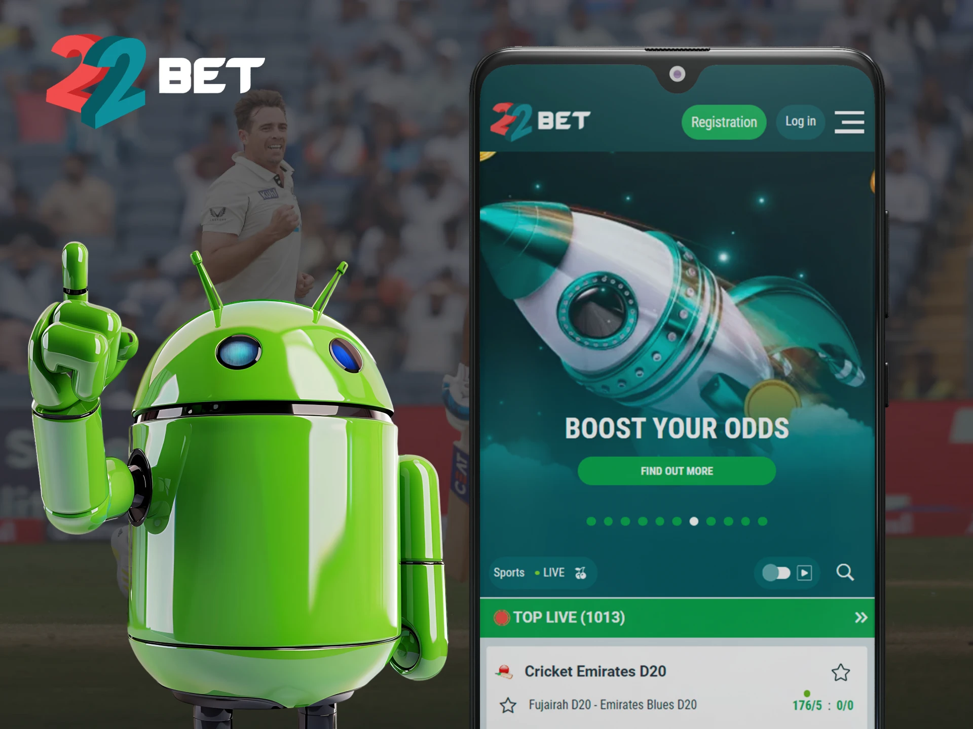 The 22Bet app is available for Android.