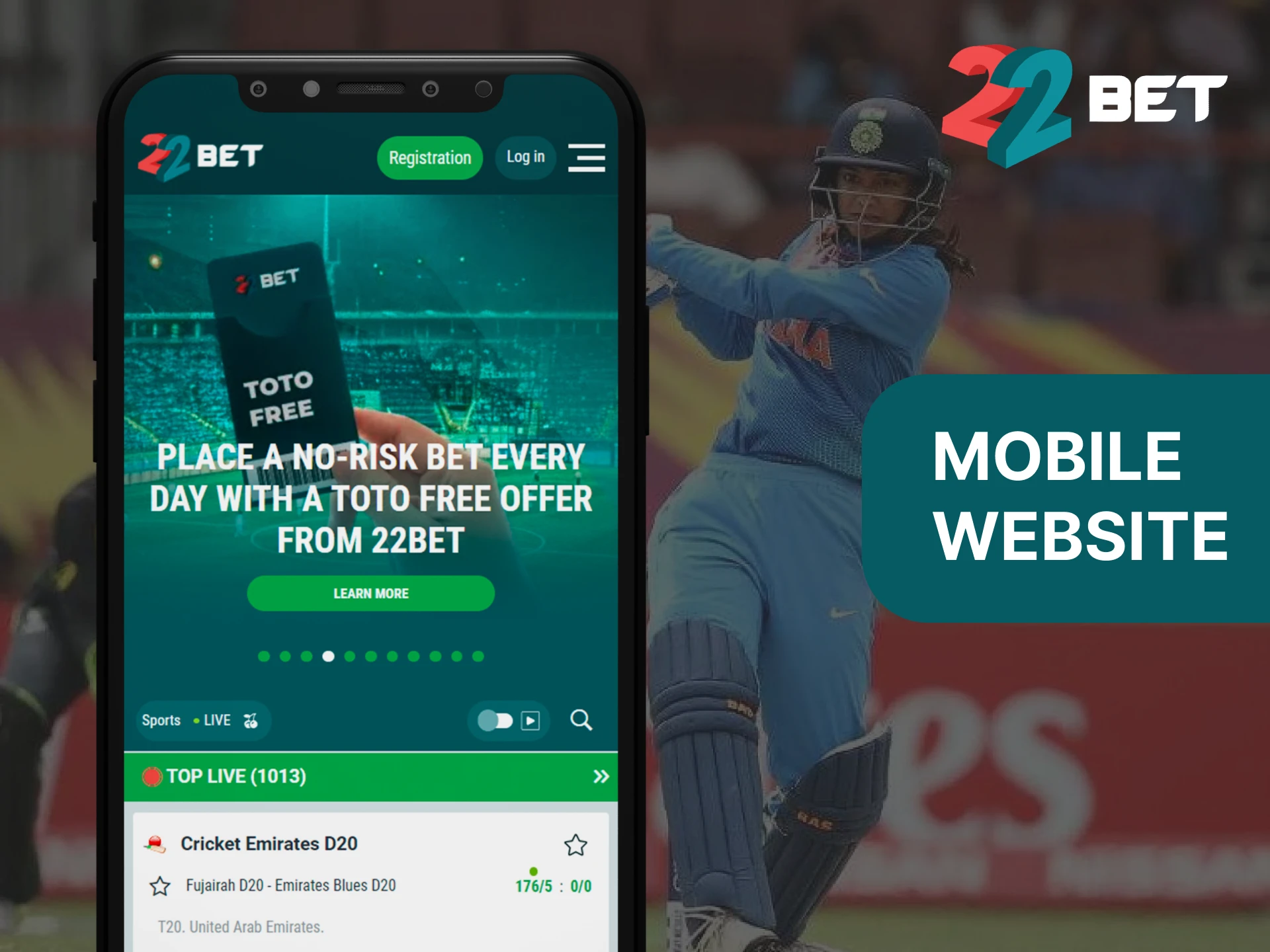 22Bet has a convenient mobile site.