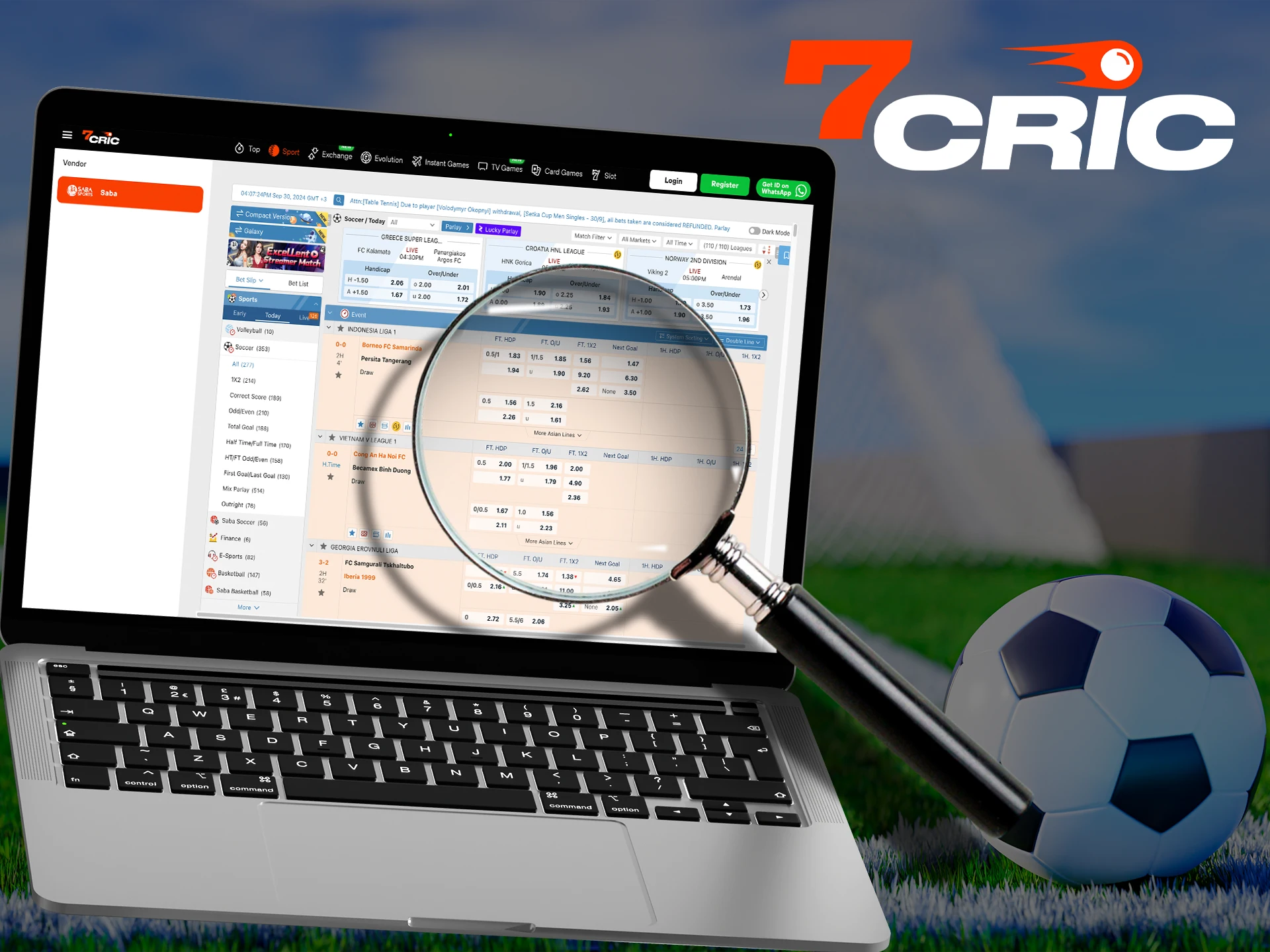 Explore the football betting section at 7Cric.