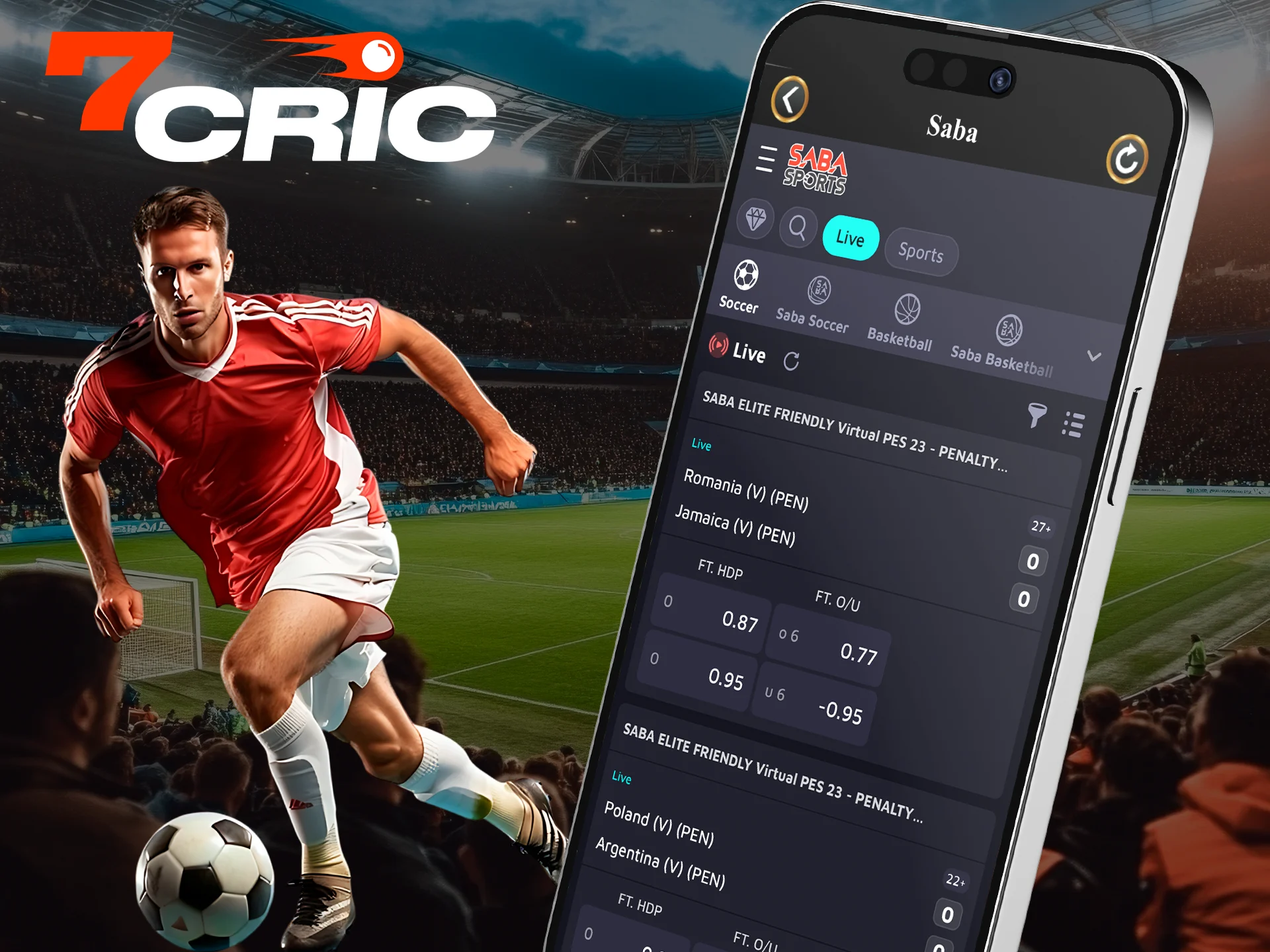 Use the 7Cric app to bet on soccer and become a champion.