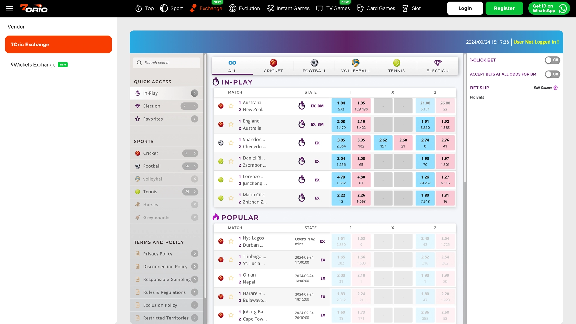 7Cric sports betting.